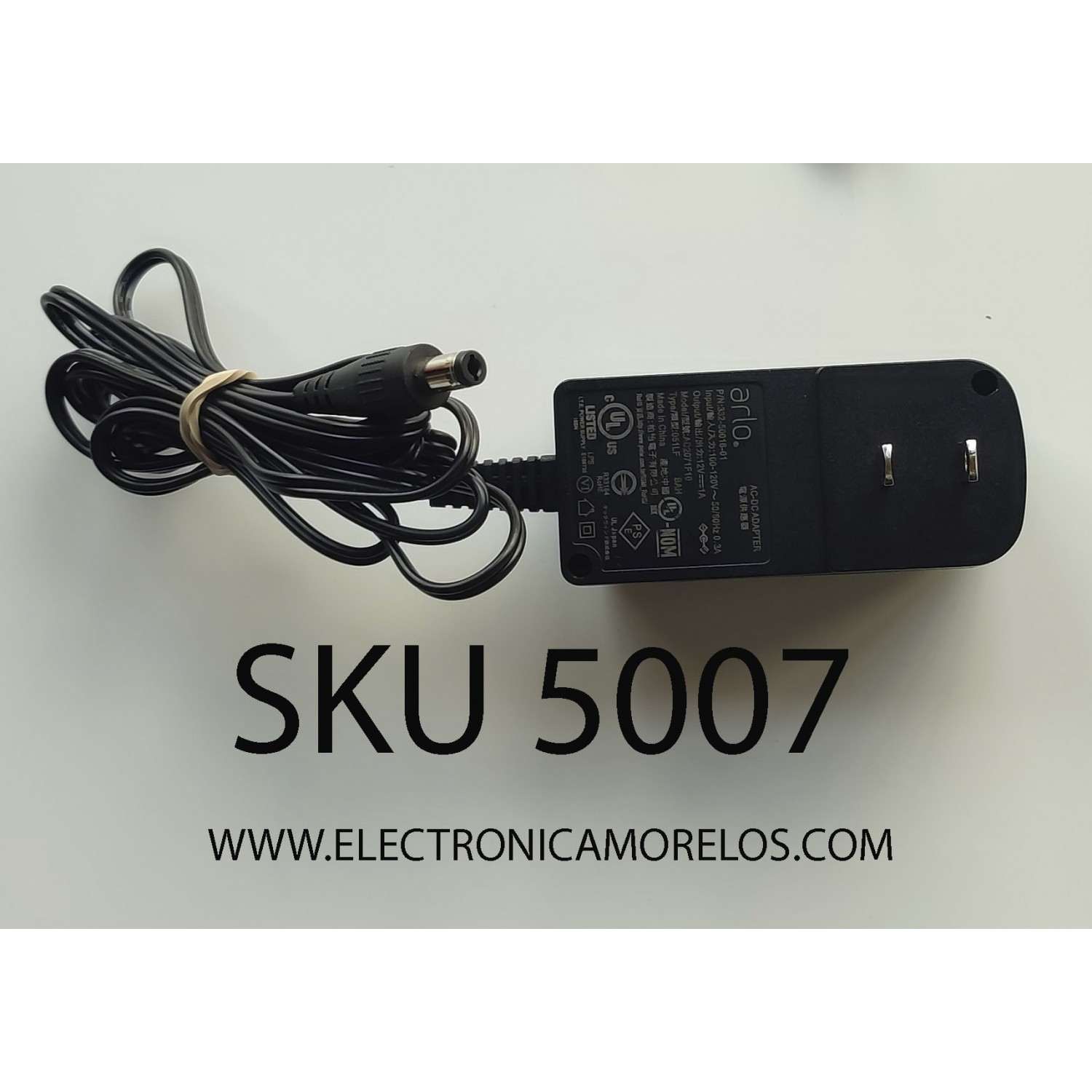 ADAPTADOR AC ARLO / NUMERO DE PARTE AD2071F10 / 332-50016-01 / 12V - 1A 	